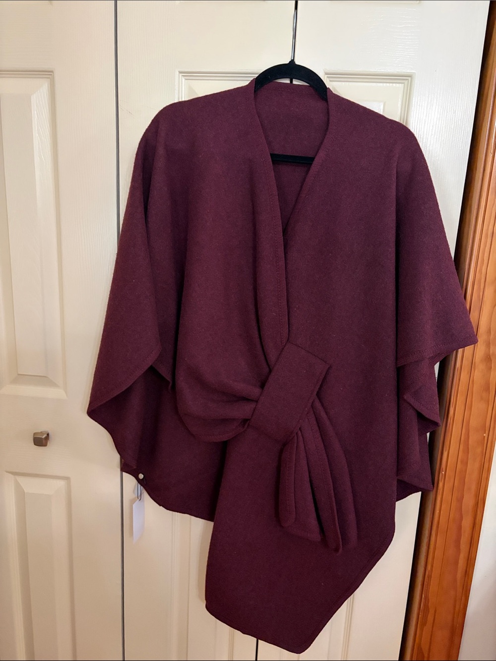 Women’s Wrap Sweater Cape - Deep Burgundy